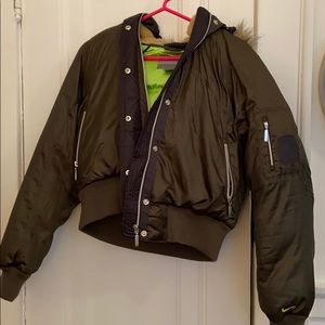 Nike Army Green Cropped Puffer Jacket